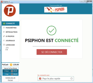 Configuration Psiphon 3 PC sur le réseau yoomee