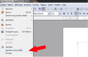 exporter un pdf avec open office